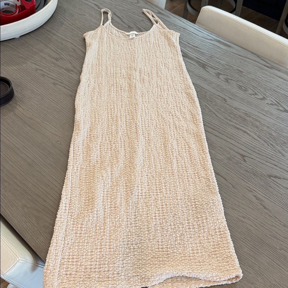 H&M Cream Textured Body Con Sundress Women’s Medium